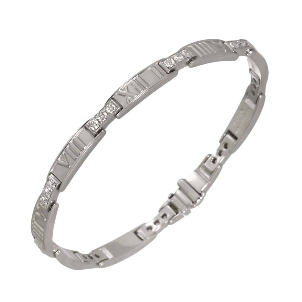 Tiffany & Co. Atlas Diamond Bangle 17.5cm 18K WG White Gold 750 Bracelet